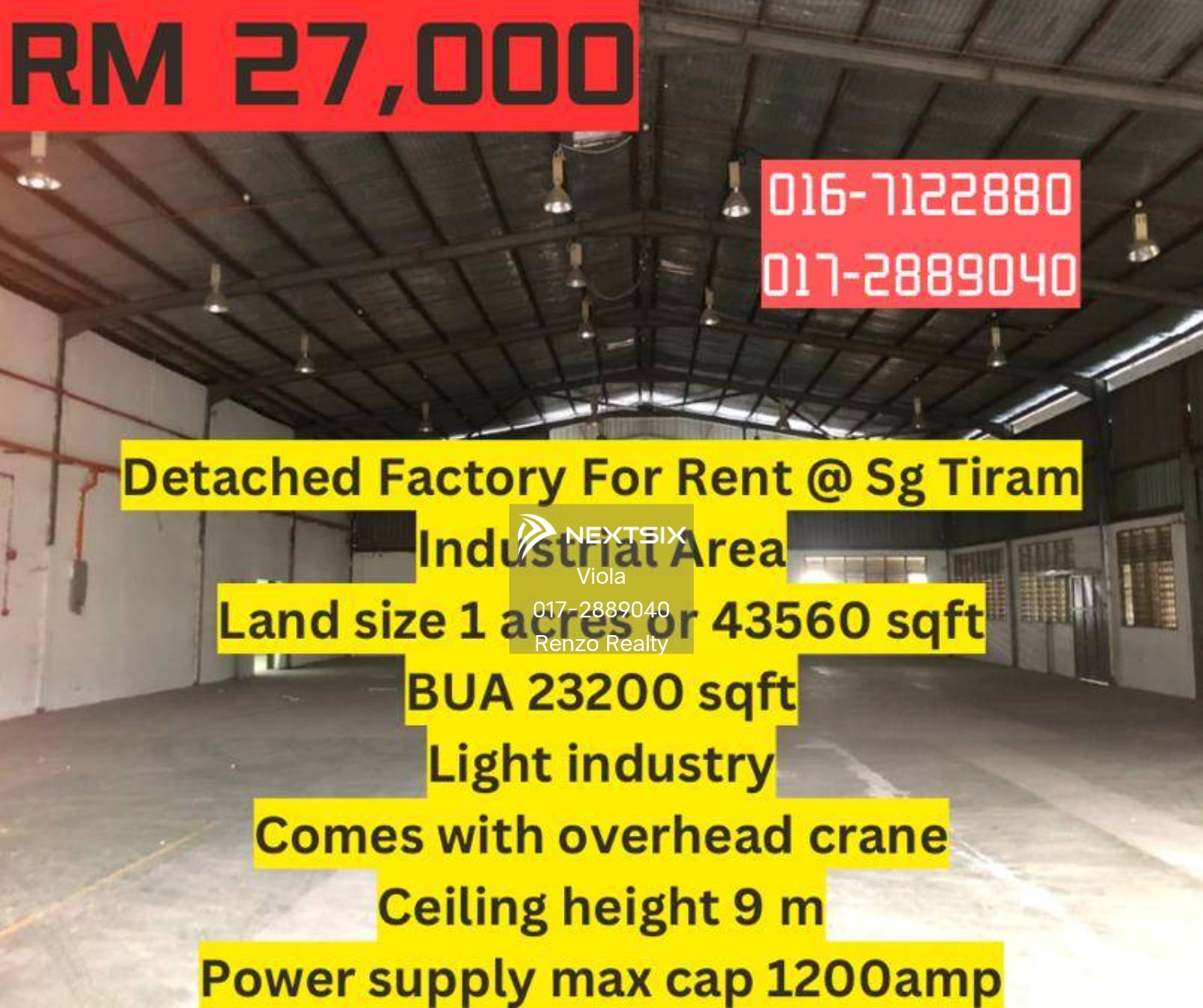 Detached Factory For Rent in Ulu Tiram Johor
