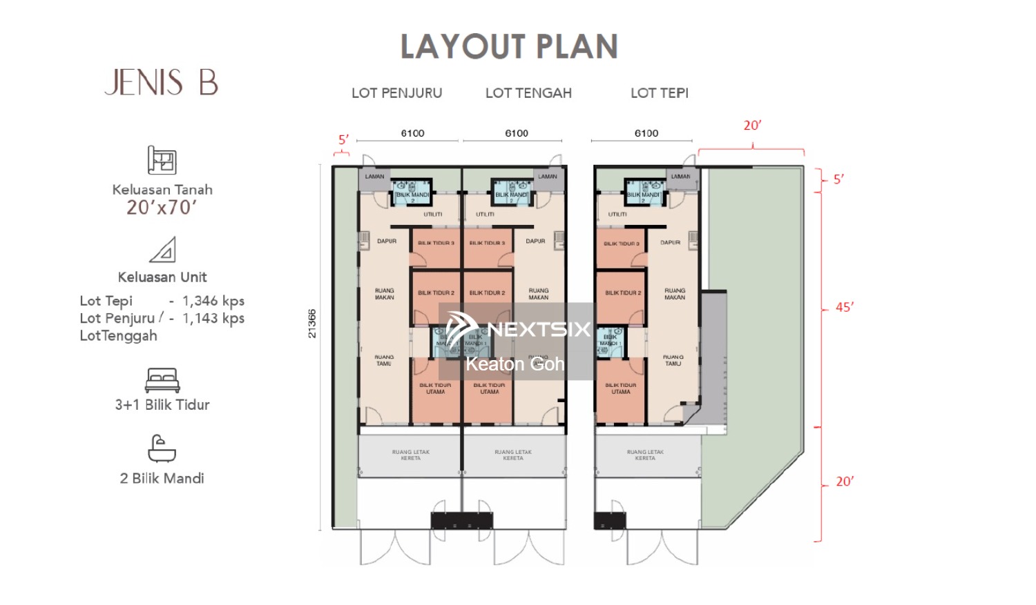 1-sty Terrace/Link House floor plan - Image 2