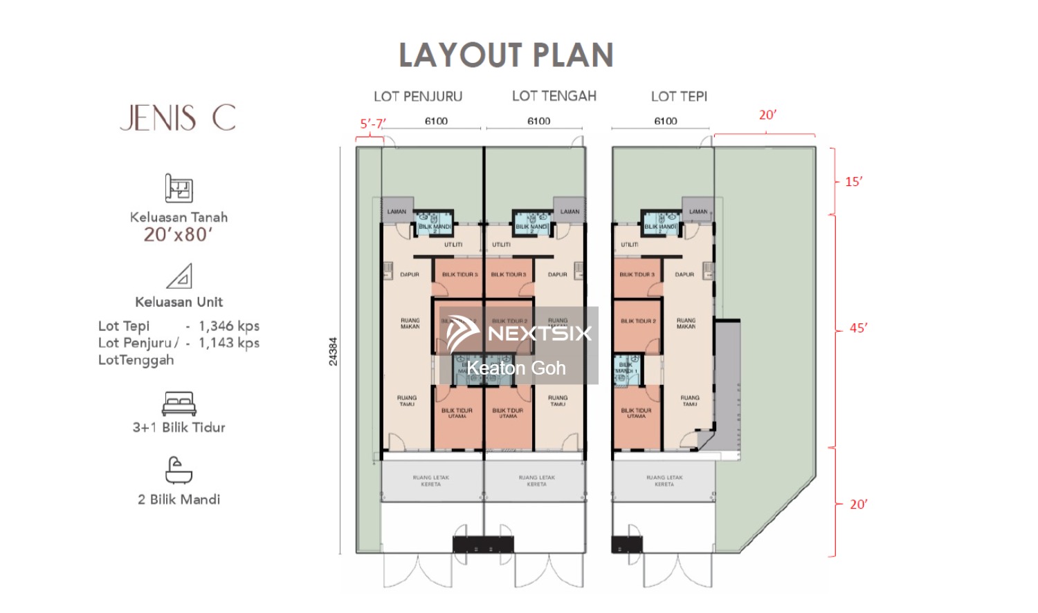 1-sty Terrace/Link House floor plan - Image 3