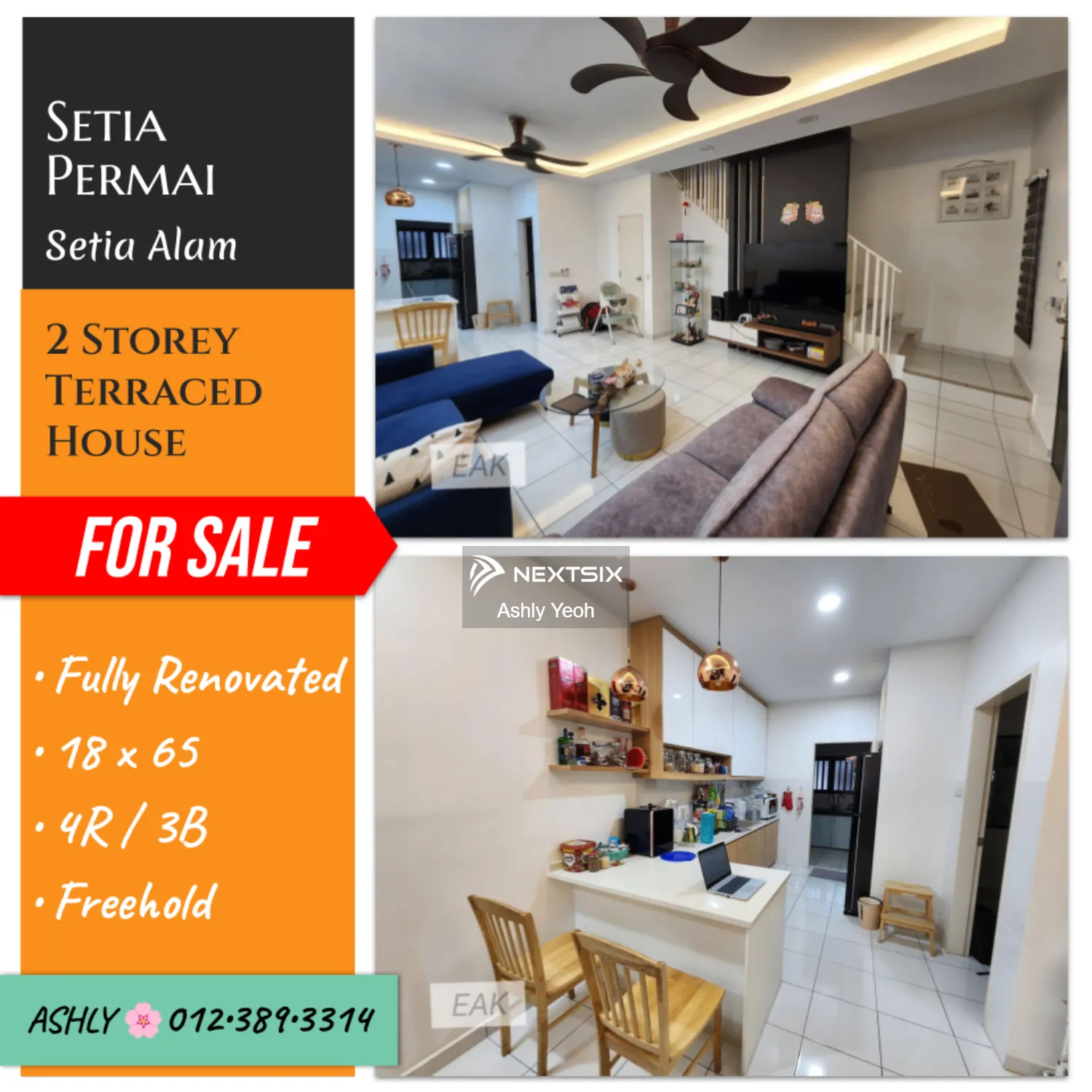 Reno⏫ + Furnish ️ 2 Storey Terraced House for Sale Setia Permai , Setia Alam 40170 Shah Alam , Selangor