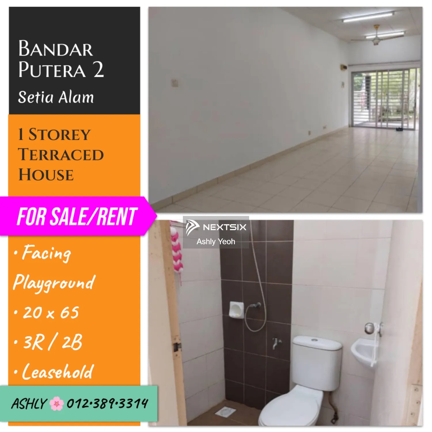 Facing Playground 1 Storey Terraced House for Sale or Rent Bandar Putera 2 , 41200 Klang , Selangor
