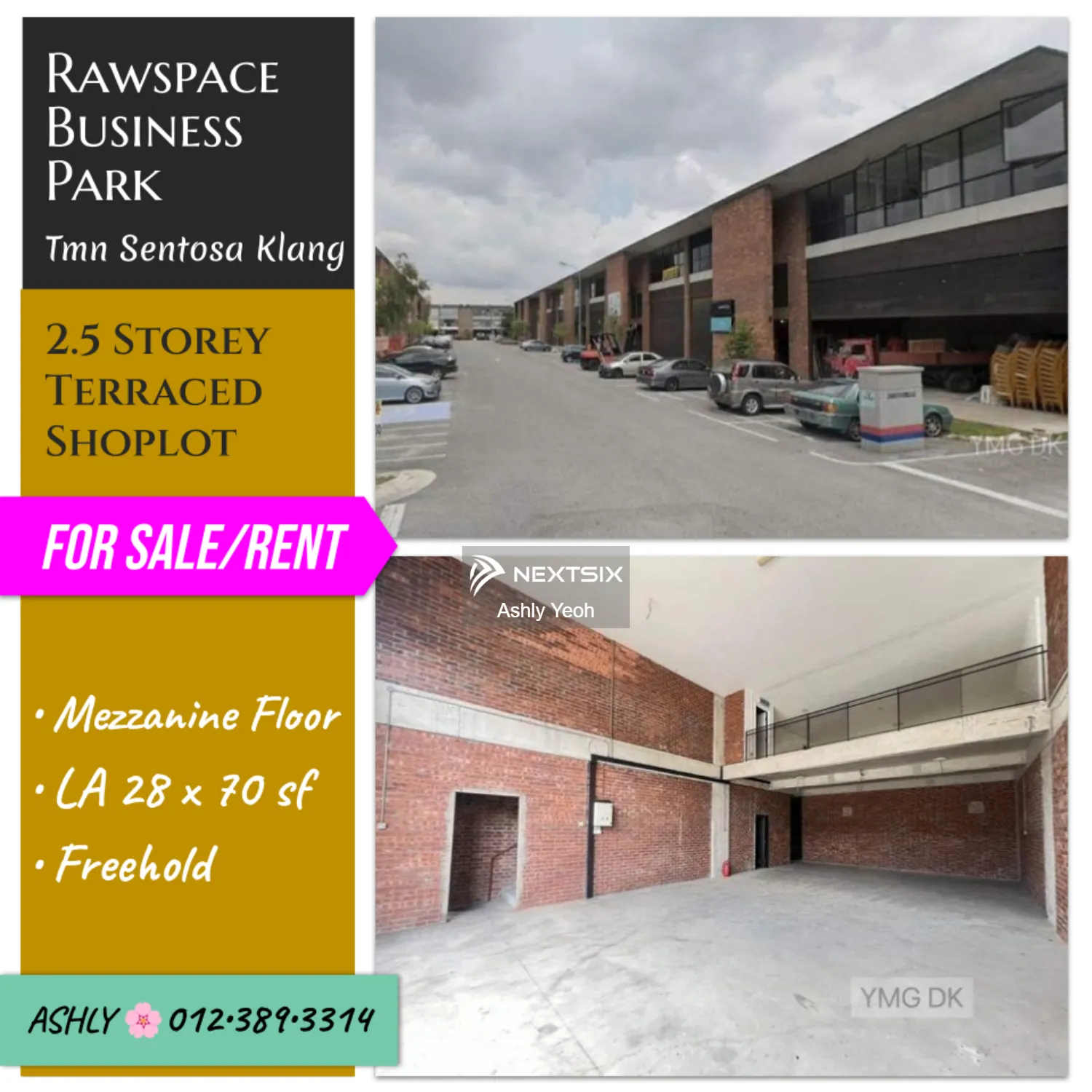 2.5 Storey Shoplot with Mezzanine Floor for Sale & Rent Rawspace Business Park , Taman Sentosa , 41200 Klang , Selangor