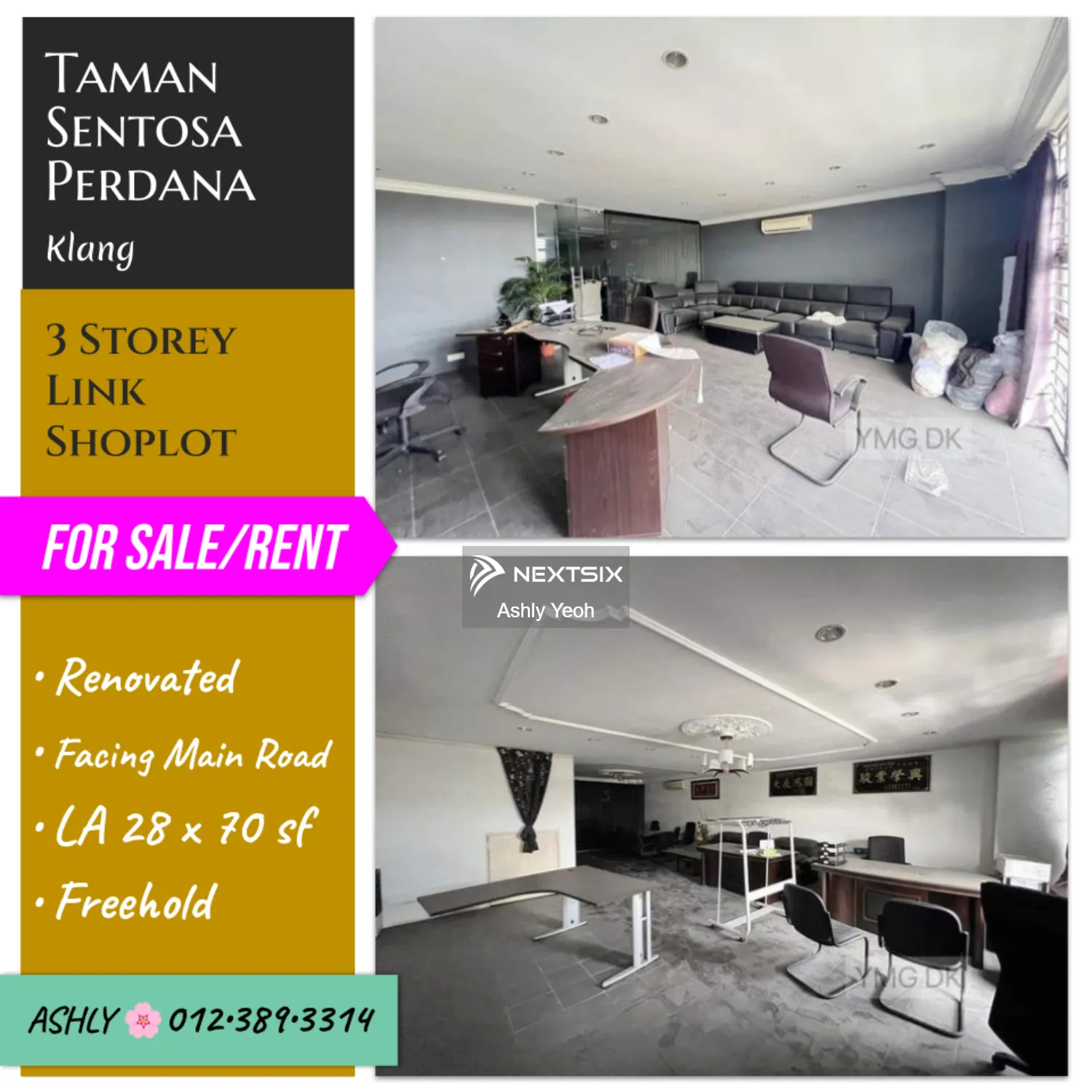ROI 4.5% Facing Main Road 3 Storey Shop Lot / Office for Sale Taman Sentosa Perdana , off Jln Sungai Jati , 41000 Klang , Selangor