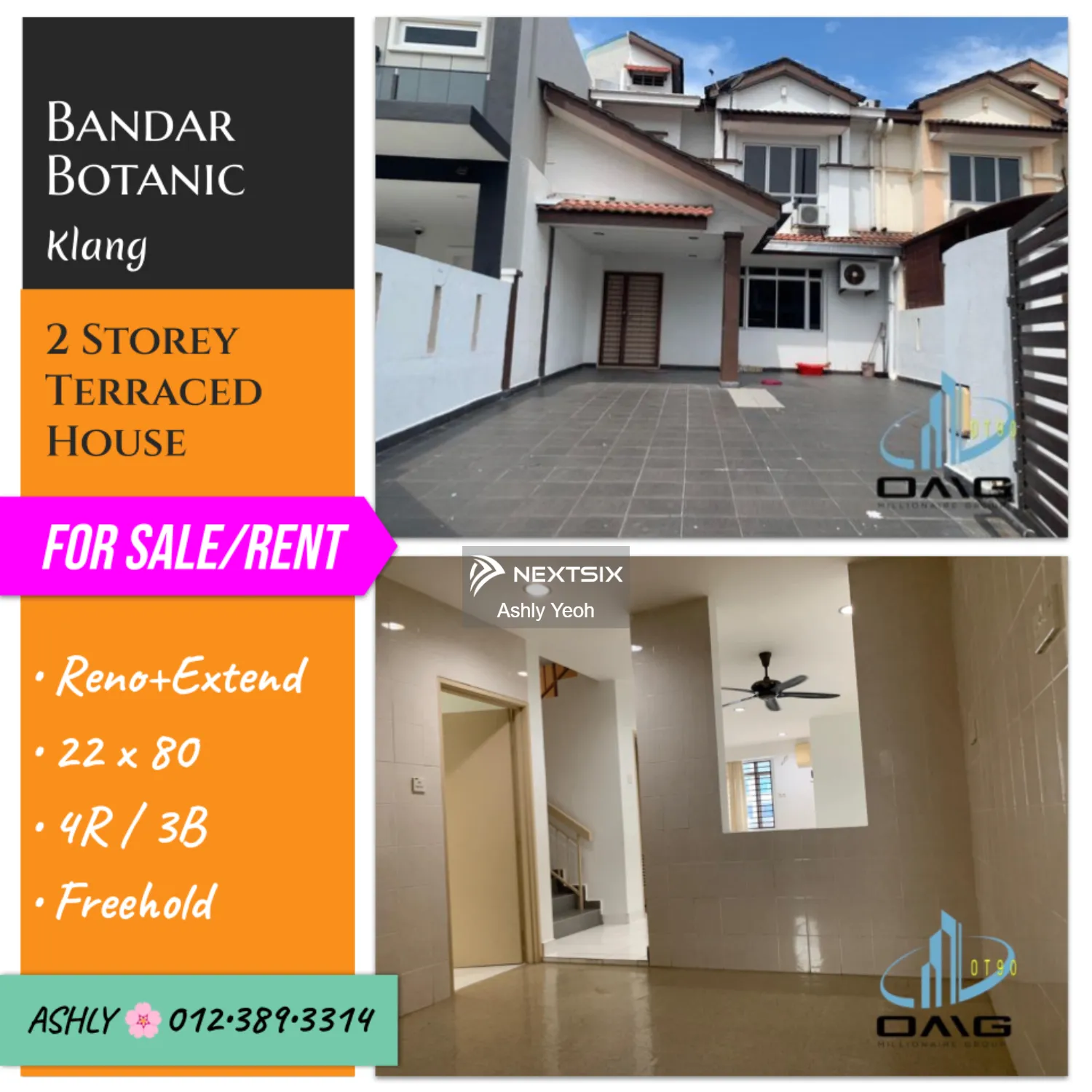 FOR SALE / RENT 2 Storey Terrace House for Sale Rumah untuk jual Bandar Botanic, 41200 Klang , Selangor