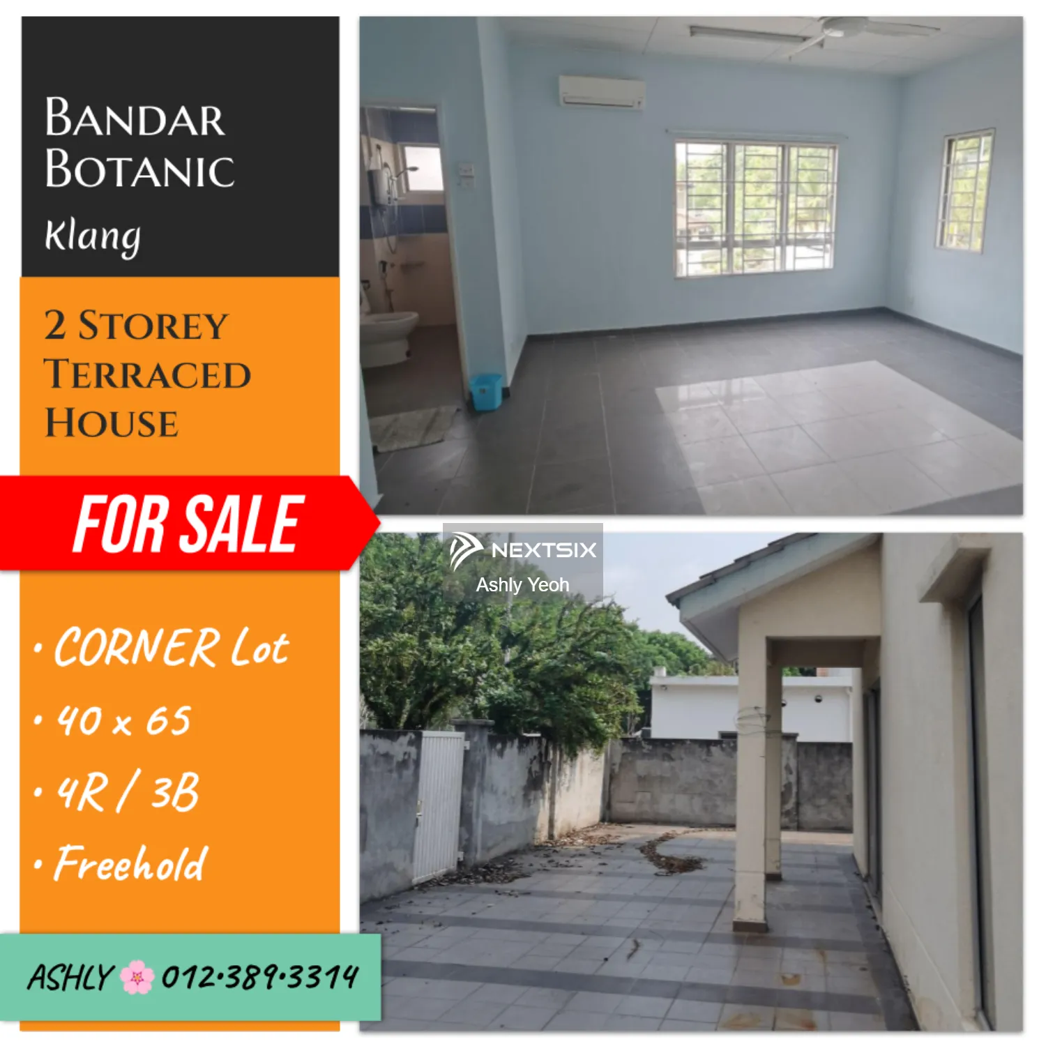 CORNER LOT 2 Storey Terrace House for Sale Rumah Teres untuk jual Bandar Botanic, 41200 Klang, Selangor