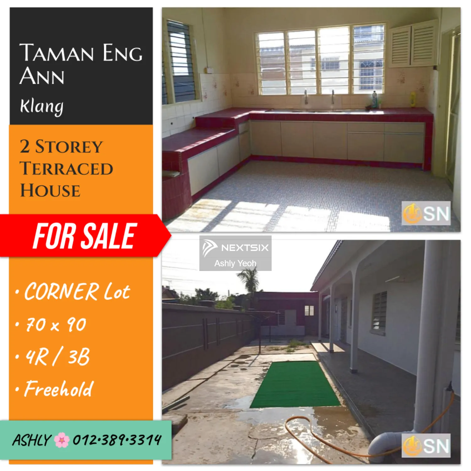 CORNER Lot Double Storey Terrace House for Sale Rumah untuk jual Taman Eng Ann, 41150 Klang, Selangor