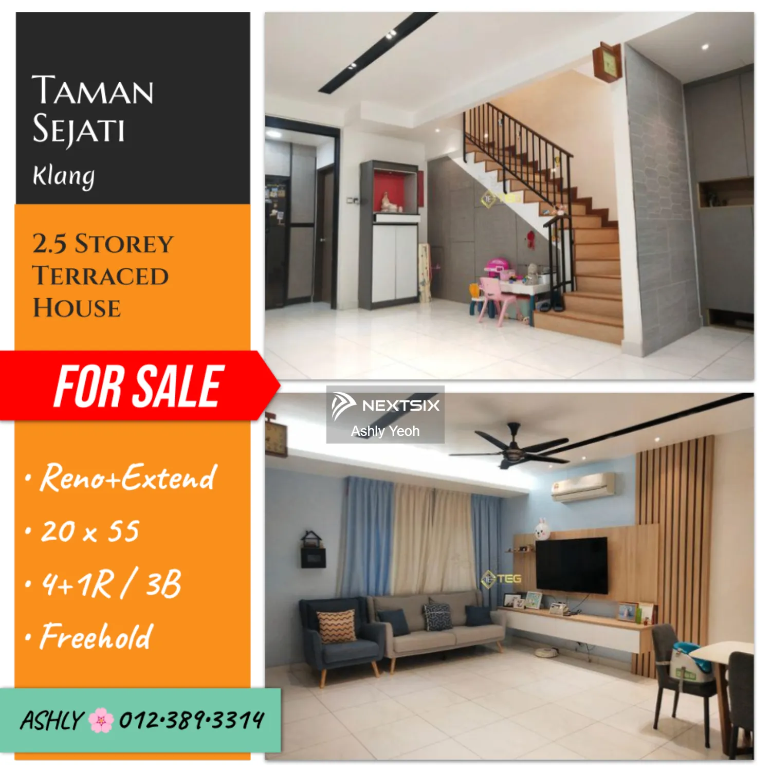 RENO+EXTEND 2.5 Storey Terrace House for Sale Rumah untuk jual Taman Sejati 41000 Klang Selangor