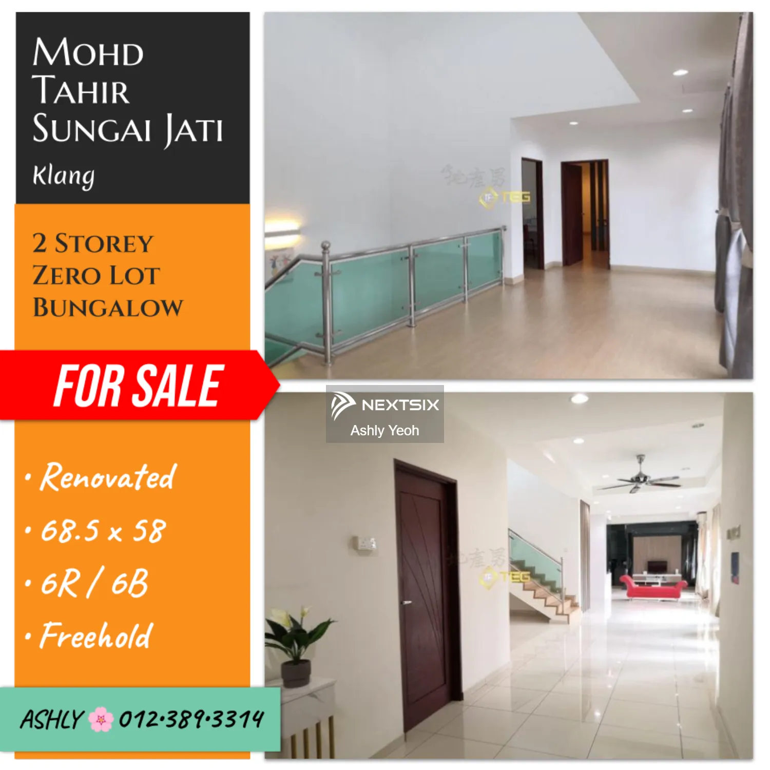 RENOVATED 2 Storey Zero Lot Bungalow House for Sale Rumah untuk jual Mohd Tahir, Sungai Jati 41200 Klang Selangor