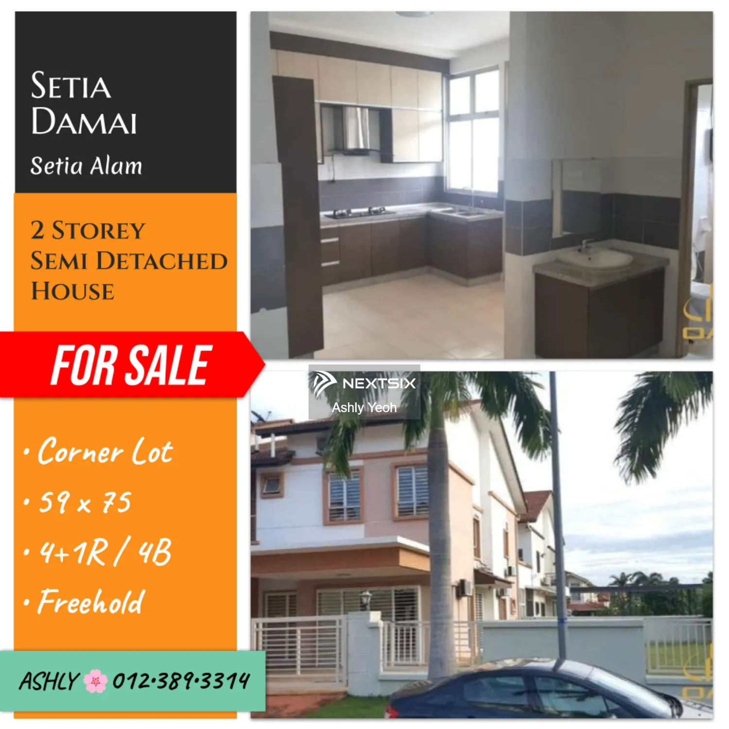 CORNER 59x75 Double Storey Semi D for Sale Rumah untuk jual Setia Damai, Setia Alam , 40170 Shah Alam , Selangor