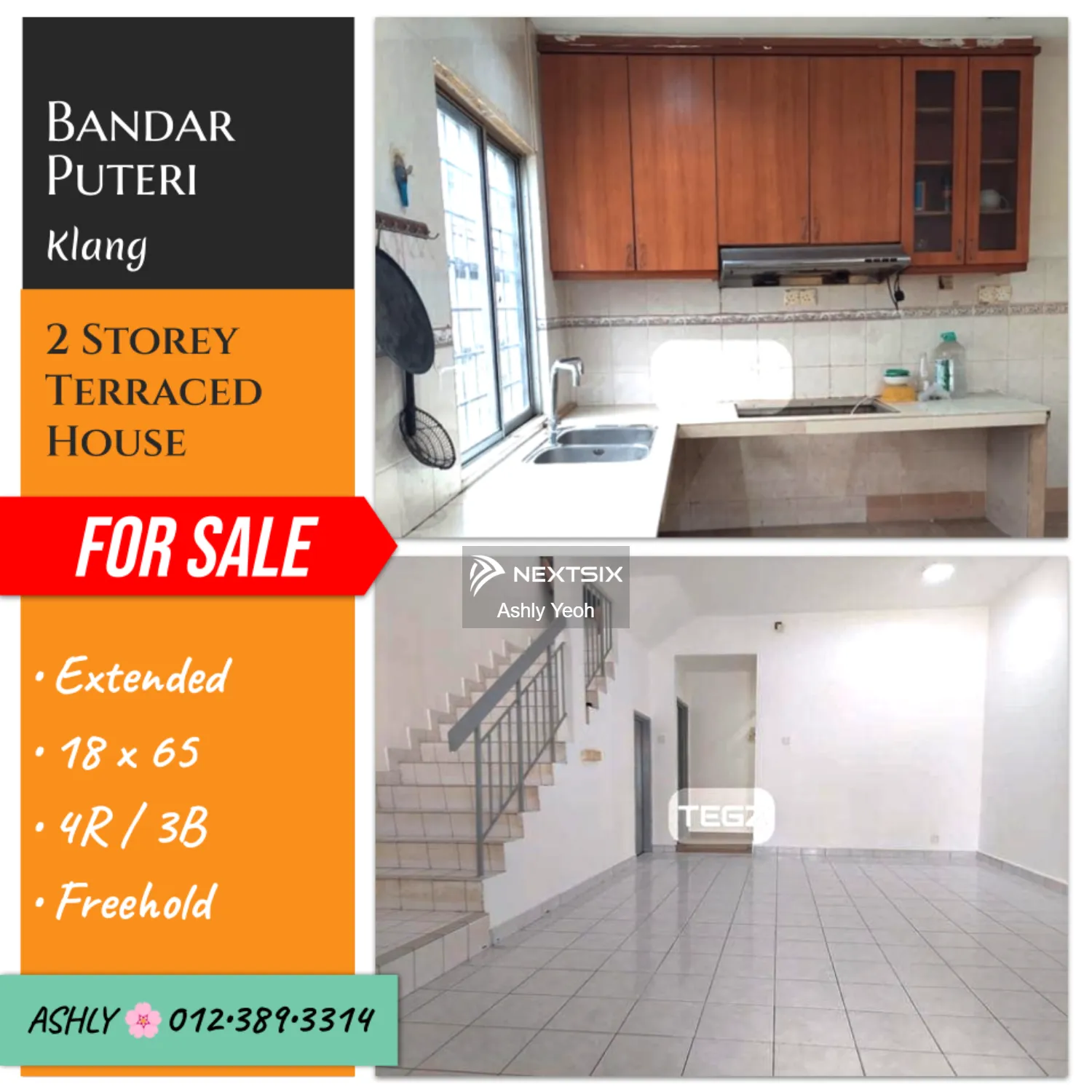 EXTENDED Double Storey Terrace House for Sale Rumah untuk jual Bandar Puteri 41200 Klang, Selangor