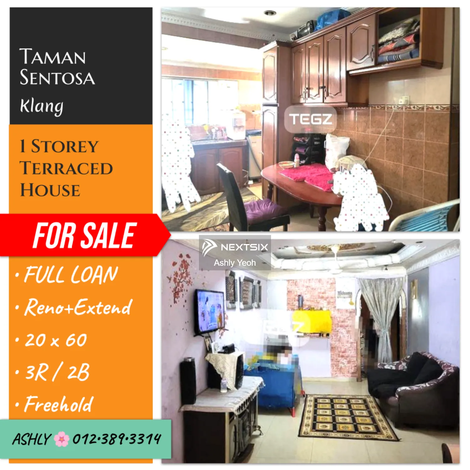 RENO+EXTEND Single Storey Terrace House for Sale Rumah untuk jual Taman Sentosa, 41200 Klang, Selangor
