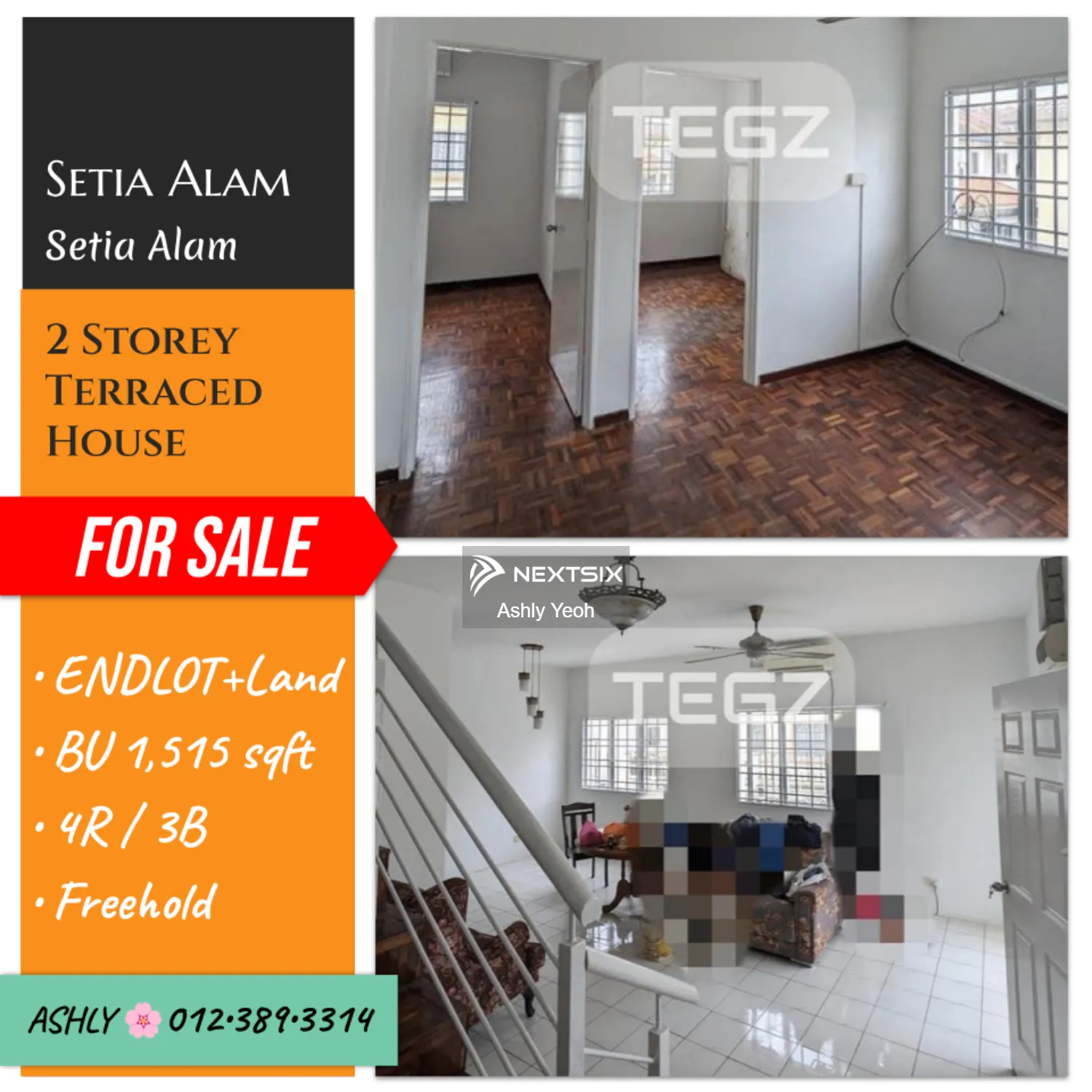 ENDLOT Double Storey Terrace House for Sale Rumah untuk jual Setia Alam, 40170 Shah Alam, Selangor