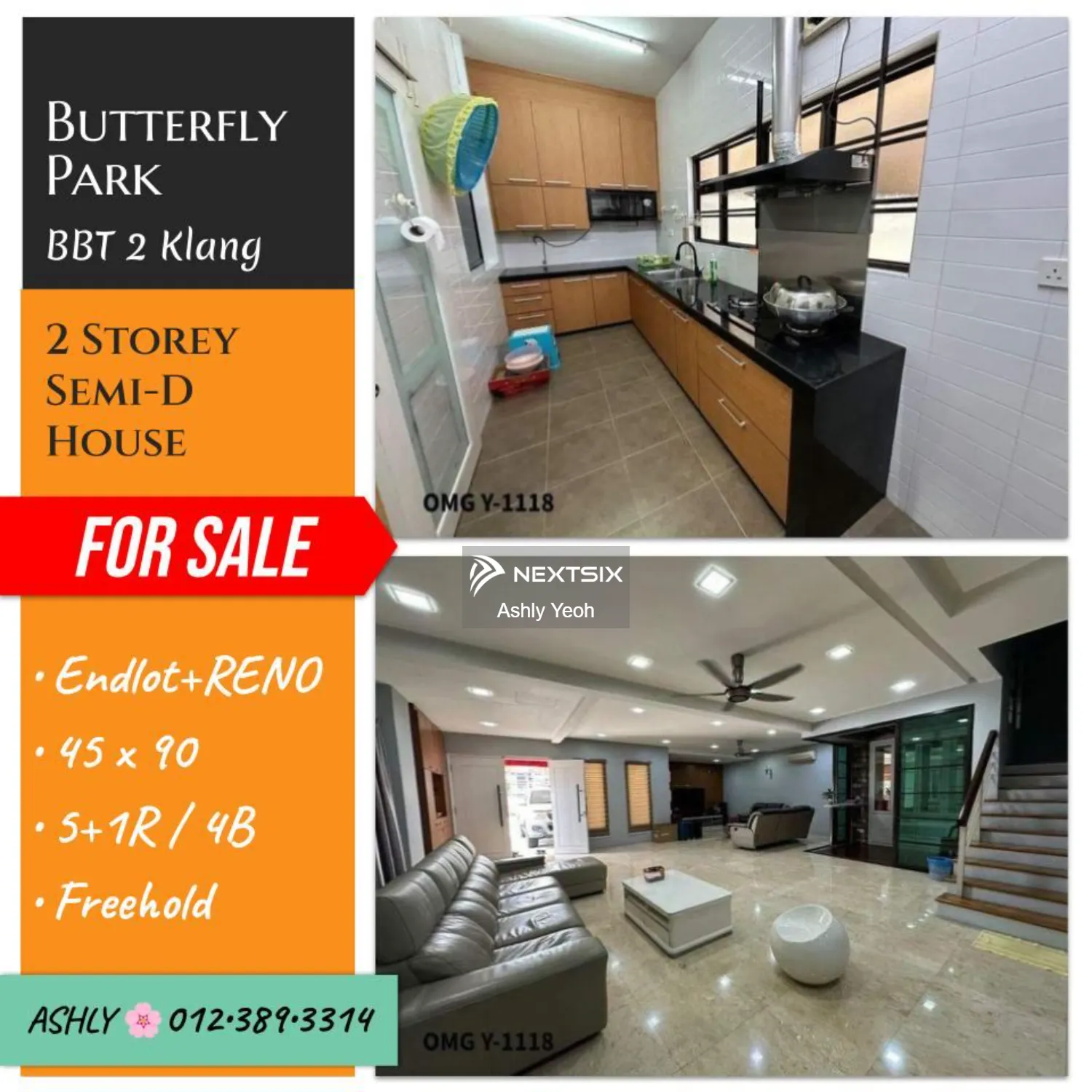 ENDLOT Double Storey Semi D House for Sale Rumah untuk jual Butterfly Park Bukit Tinggi 2 41200 Klang Selangor
