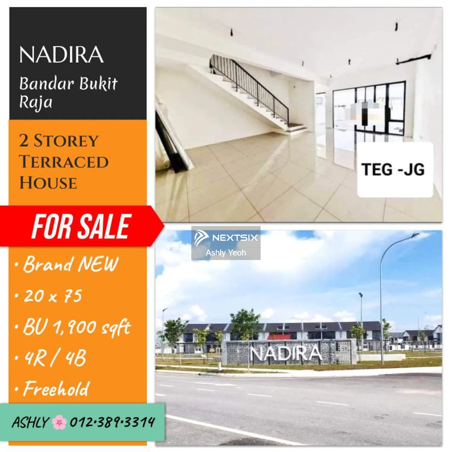 Brand NEW 2 Storey Terrace House for Sale Rumah untuk jual NADIRA, Bandar Bukit Raja, 41050 Klang Selangor