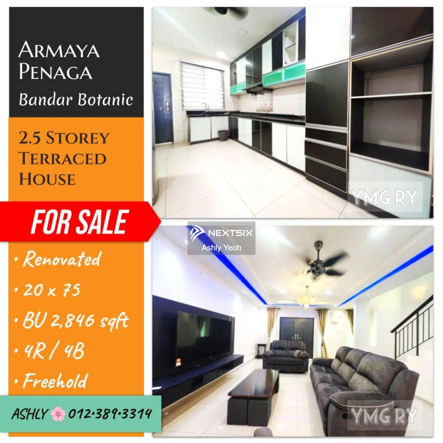 RENOVATED & GUARDED 2.5 Storey Terrace House for Sale Rumah untuk jual Armaya @ Penaga Precinct, Bandar Botanic 41200 Klang Selangor