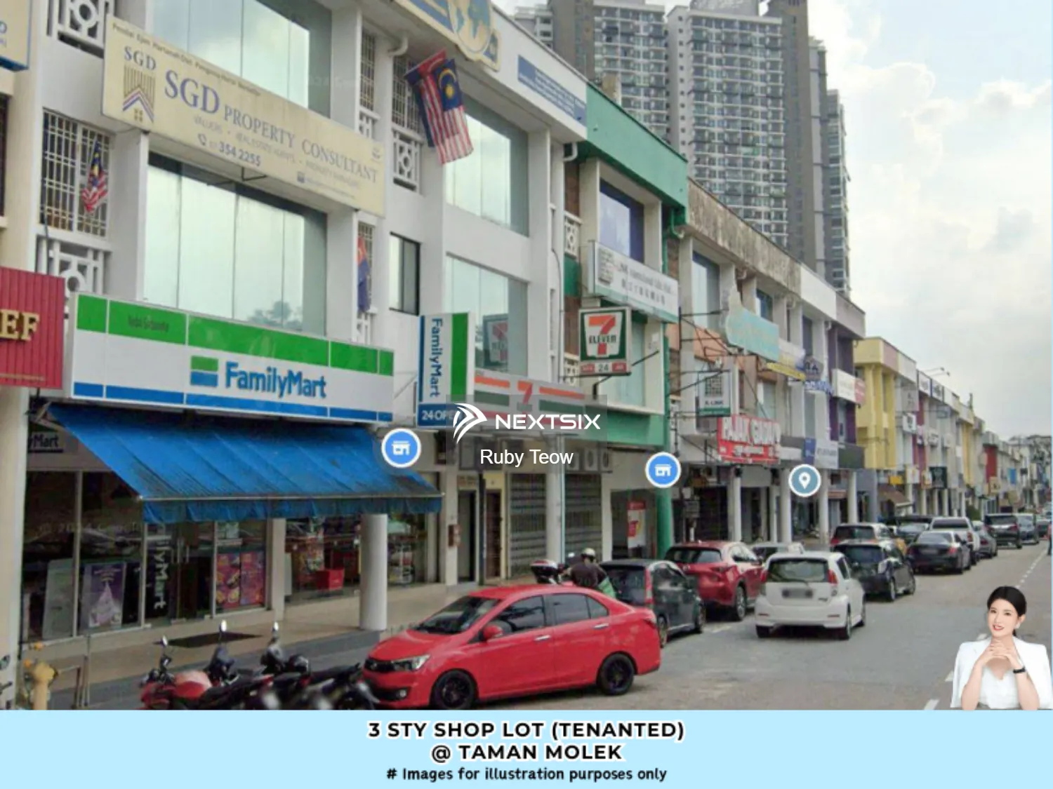 Taman Molek - 3 Sty Shop Lot (Tenanted) For Sale