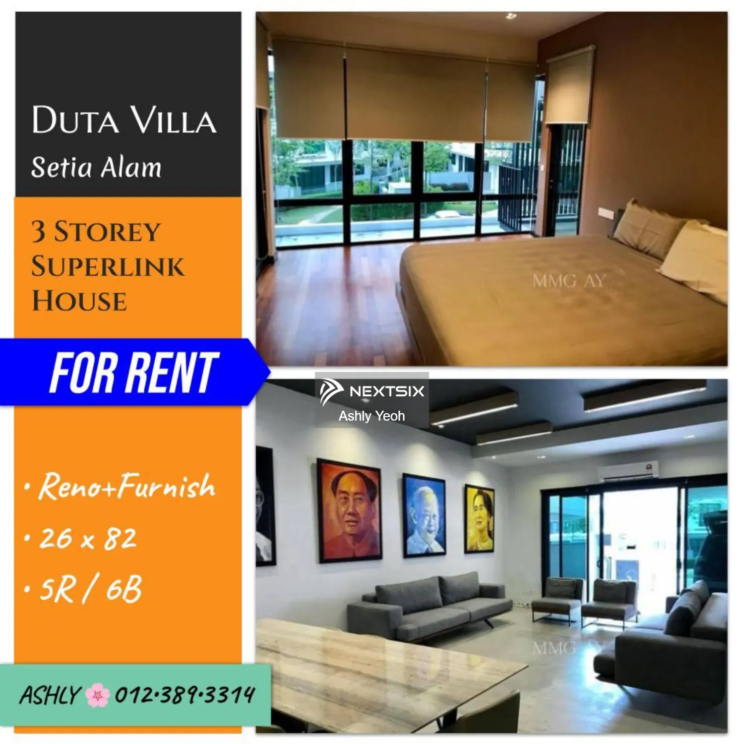 FULLY FURNISHED 3 Storey Superlink for RENT Rumah Untuk Disewa @ Duta Villa, Setia Alam