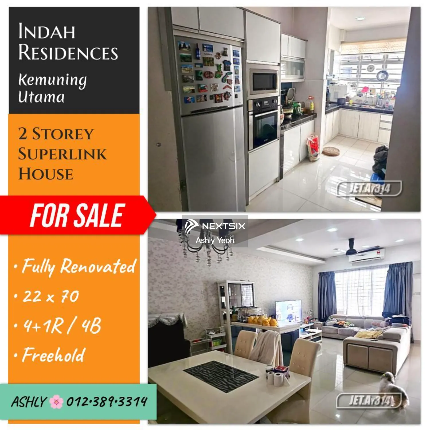 FULLY RENOVATED Double Storey Superlink Terrace House for SALE Rumah Untuk Jual @ Indah Residences, Kemuning Utama, 40400 Shah Alam, Selangor