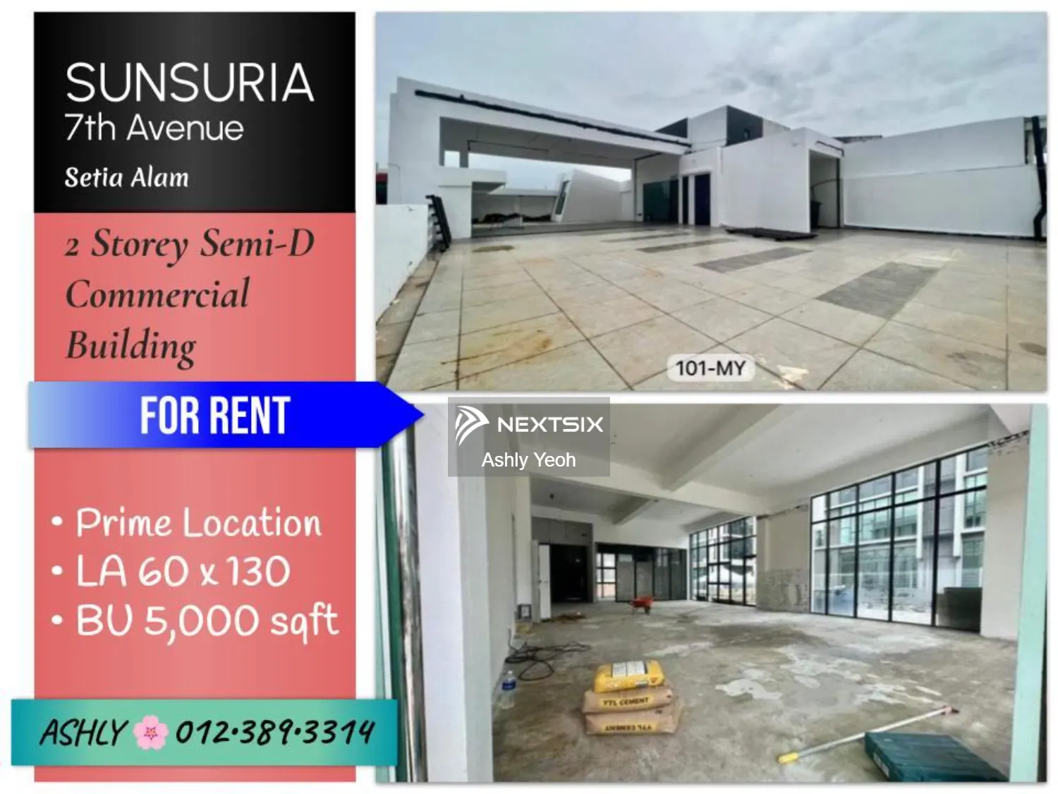 Prime LOCATION 2 Storey Semi-D Commercial Building for RENT Bangunan Perniagaan untuk Sewa @ Sunsuria 7th Avenue, Bandar Setia Alam, 40170 Shah Alam, Selangor