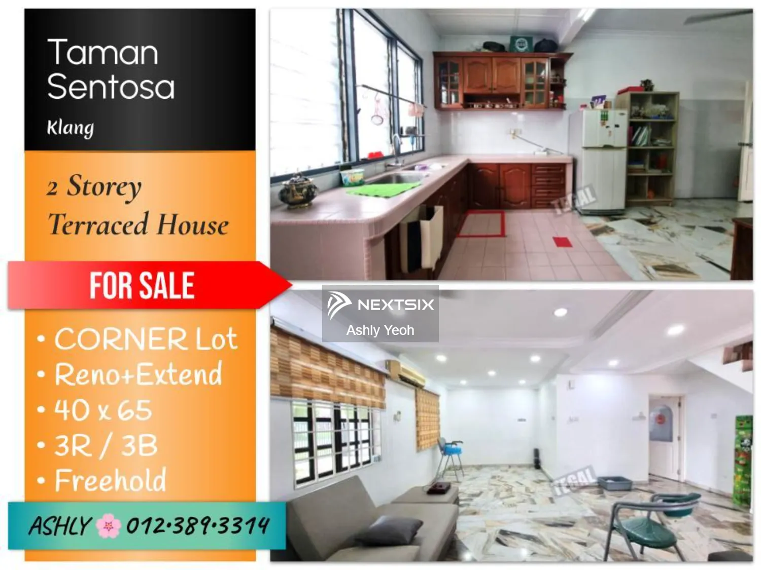 CORNER Lot Double Storey Terrace House for SALE Rumah untuk Jual @ Shahbudin, Taman Sentosa, 41200 Klang