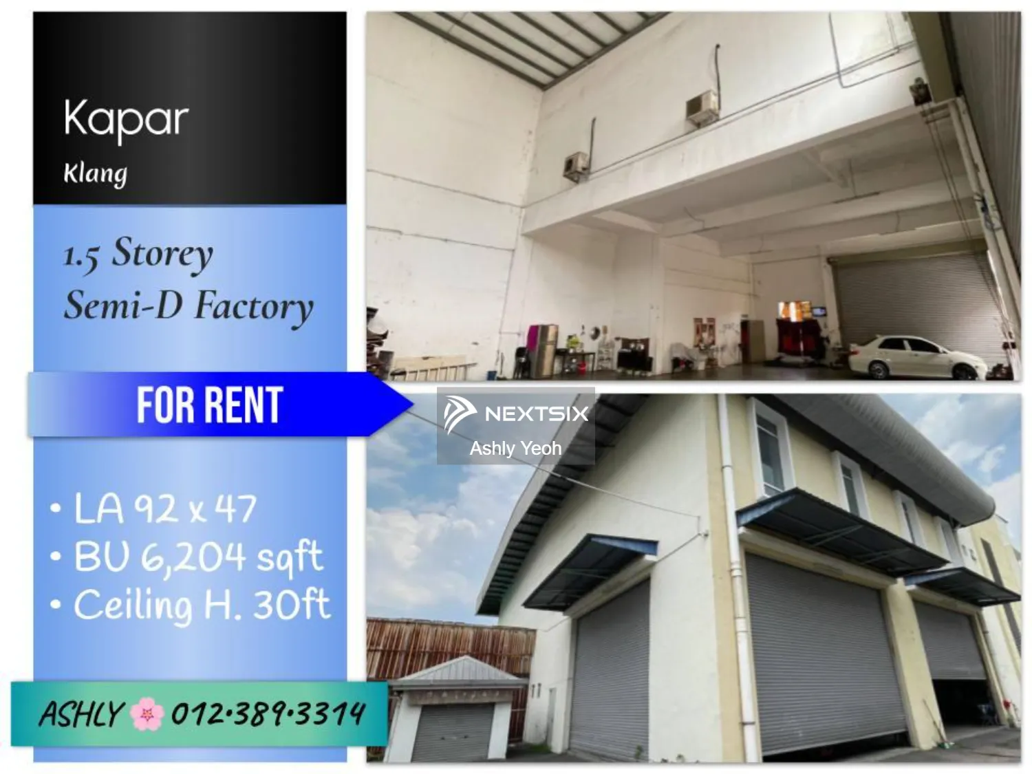 BEST Value One and a Half Storey Semi-D Factory for RENT Kilang untuk Disewa @ Kapar, 42200 Klang, Selangor