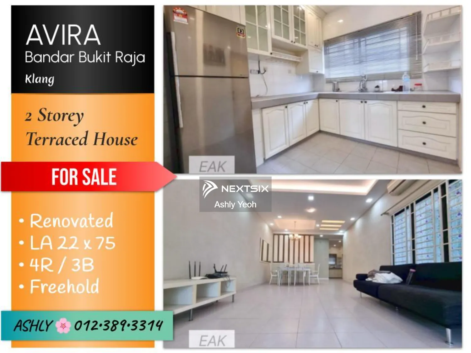 RENO+FURNISH Double Storey Terrace House for SALE Rumah untuk Jual @ Avira, Bandar Bukit Raja, 41050 Klang
