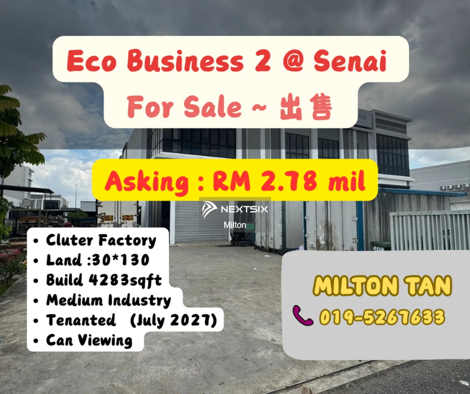 Semi-D Factory For Sale in Senai Johor