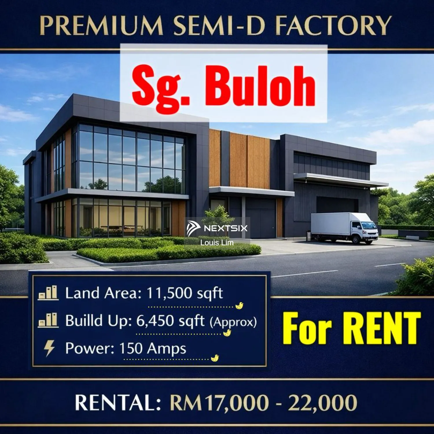 Semi-D Factory For Rent in Sungai Buloh Selangor