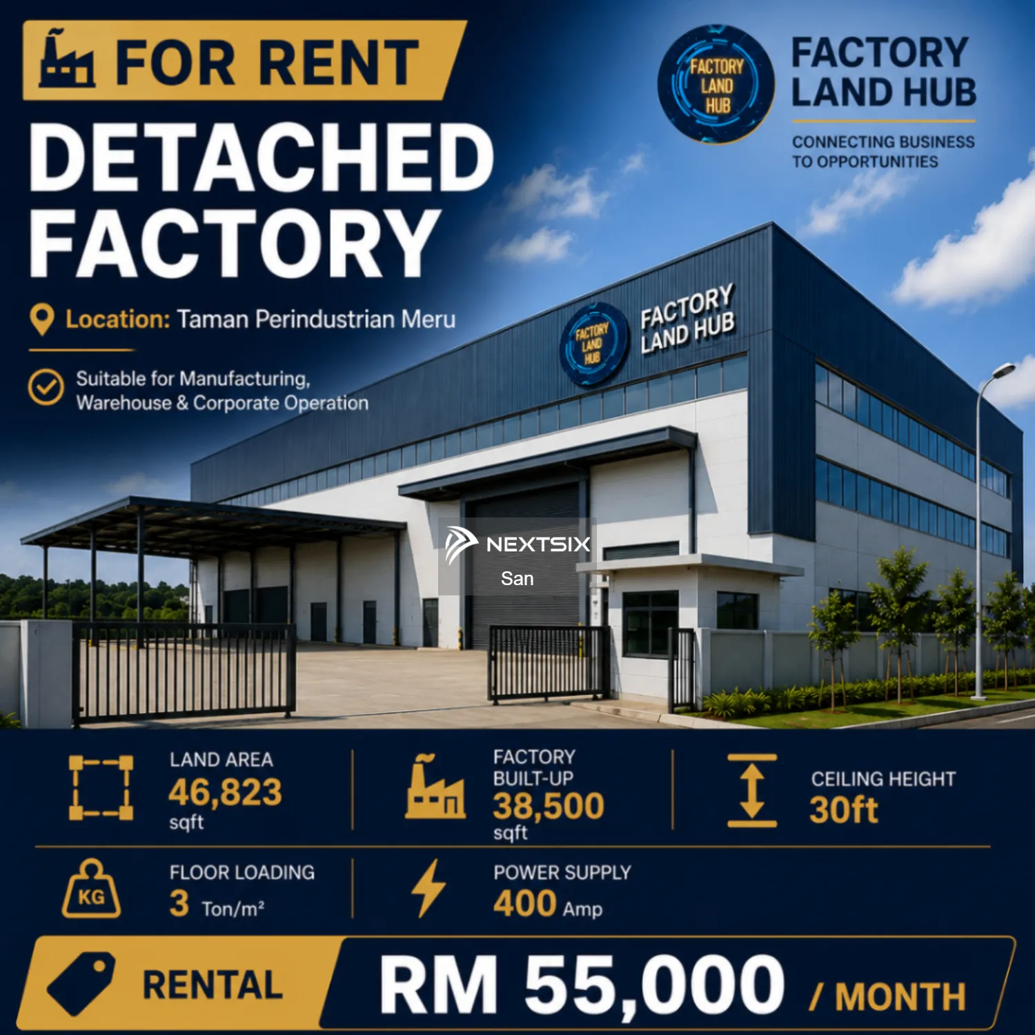 Semi-D Factory For Rent in Klang Selangor