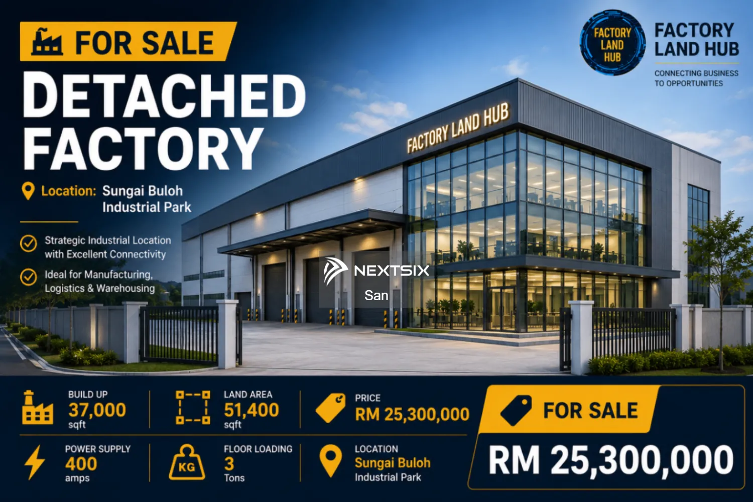 Semi-D Factory For Sale in Sungai Buloh Selangor